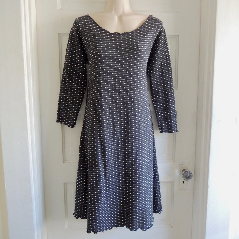 Luna Karina Potestio Black & Cream Polka Dot Cotton Knit Dress M
